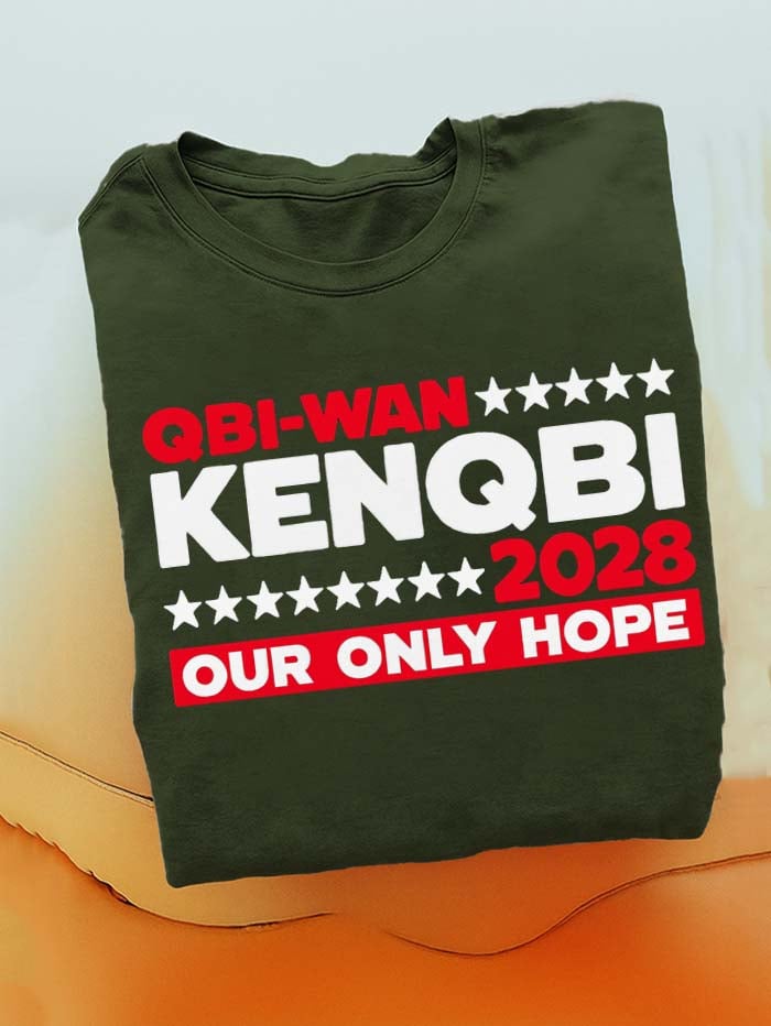 Men's Cotton "QBI-WAN Hope"Print Crew Neck Short Sleeve T-Shirt
