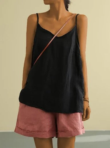 Ladies Cotton Linen Loose Casual Camisole