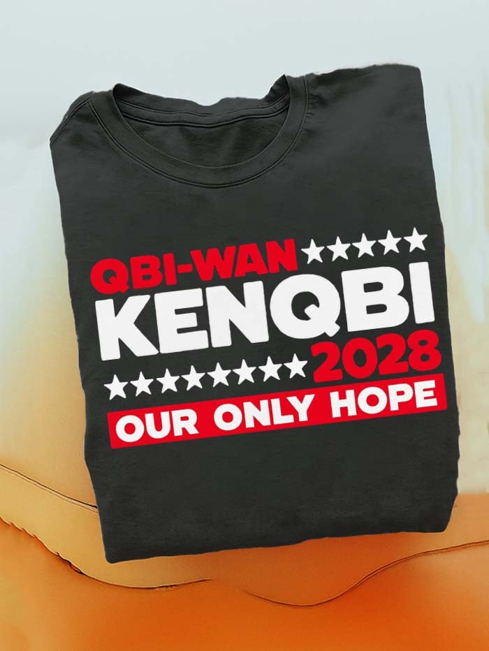 Men's Cotton "QBI-WAN Hope"Print Crew Neck Short Sleeve T-Shirt