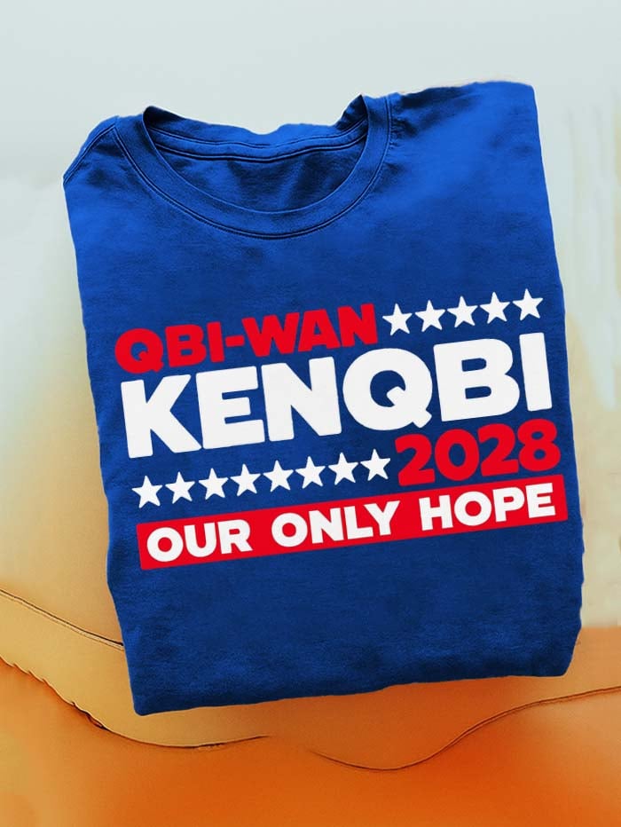 Men's Cotton "QBI-WAN Hope"Print Crew Neck Short Sleeve T-Shirt