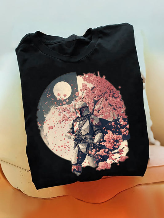 Men's 100% Cotton Planet Art Personalized Print Crew Neck Short Sleeve T-Shirt