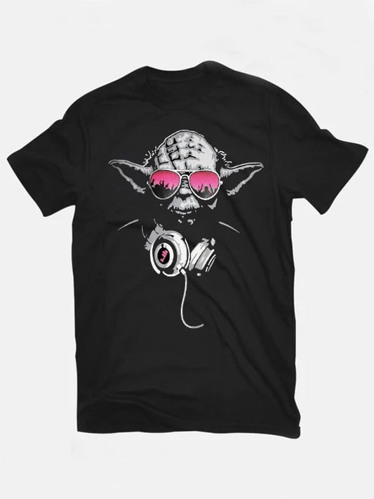 Men's 100% Cotton Planet Print Crew Neck Short Sleeve T-Shirt