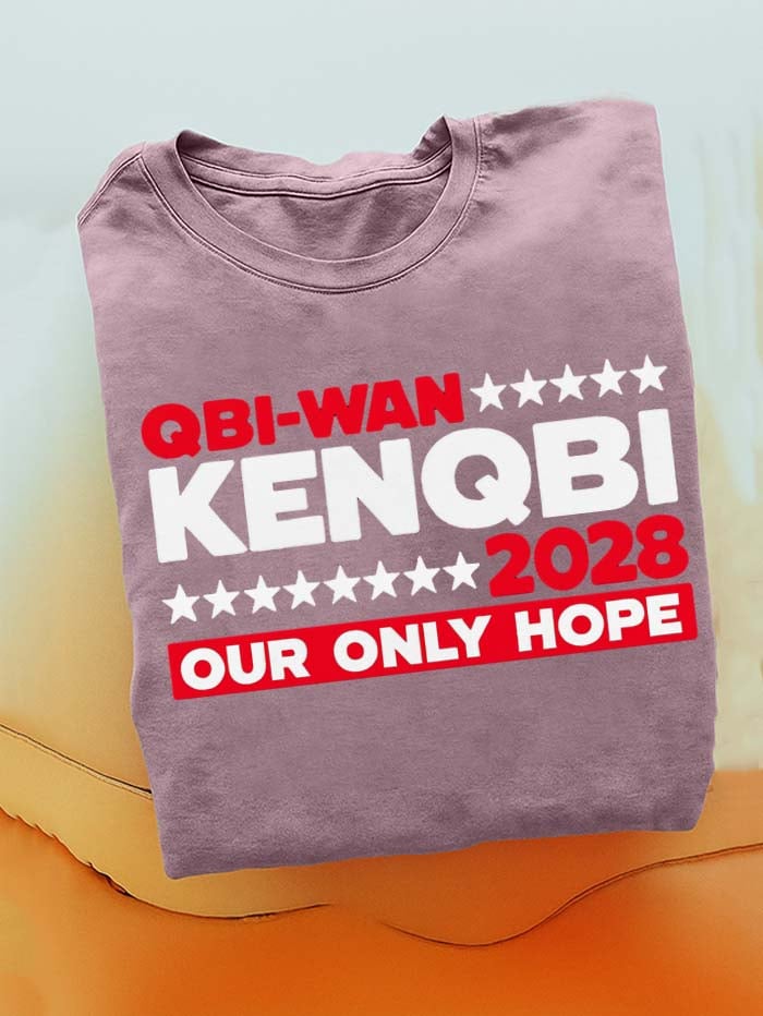 Men's Cotton "QBI-WAN Hope"Print Crew Neck Short Sleeve T-Shirt