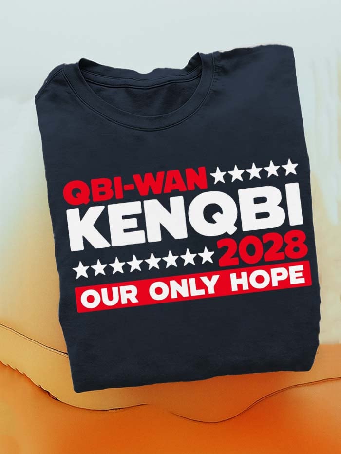 Men's Cotton "QBI-WAN Hope"Print Crew Neck Short Sleeve T-Shirt