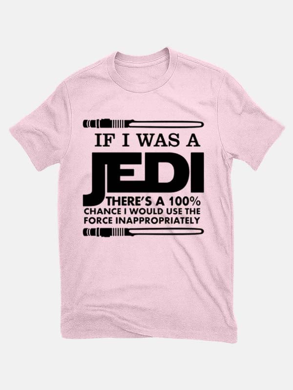 Cotton "If I Was Jedi" Print Crew Neck Short Sleeve T-Shirt
