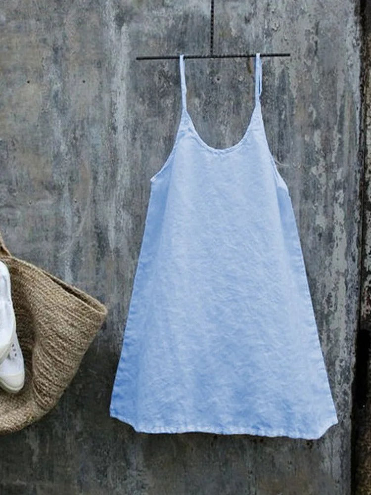 Ladies Cotton Loose Casual Sleeveless Round Neck Cami Top