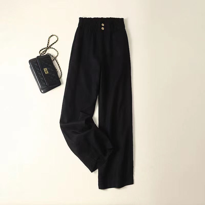 2025 Women's Linen Wide Leg High Waist Spring and Summer Thin Casual Cotton and Linen Pants