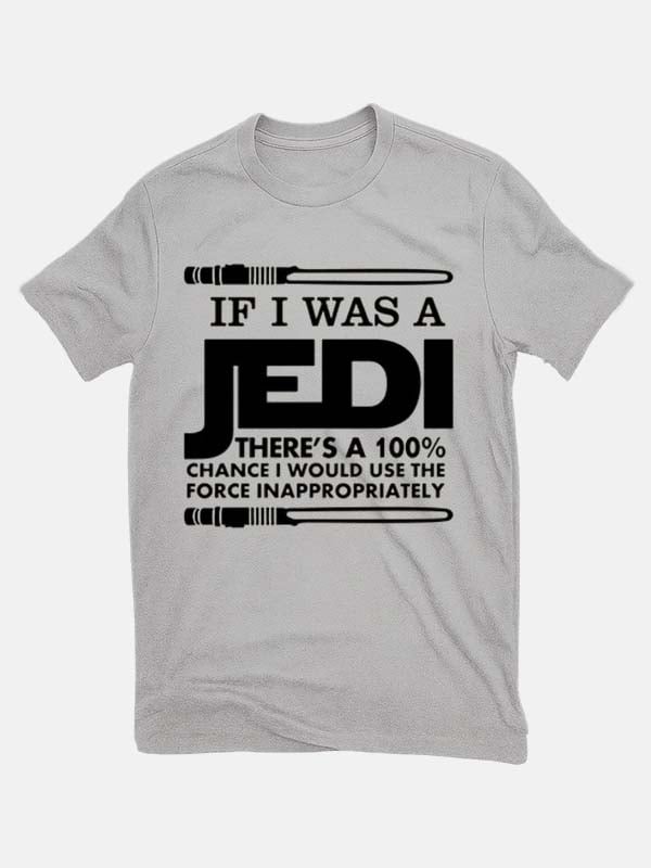 Cotton "If I Was Jedi" Print Crew Neck Short Sleeve T-Shirt
